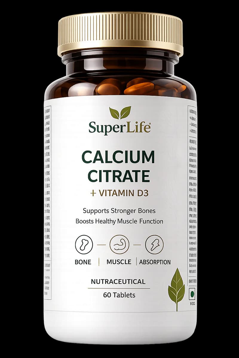 SuperLife Calcium Citrate + Vitamin D3 supplement bottle