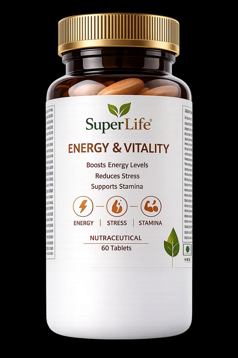 SuperLife Energy & Vitality supplement bottle